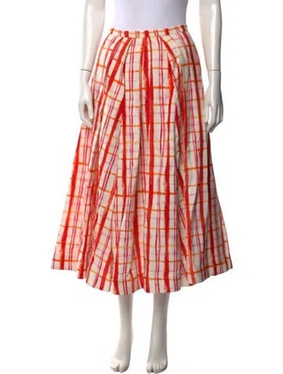 Pre-owned Rosie Assoulin Plaid Print Long Skirt In Neutrals