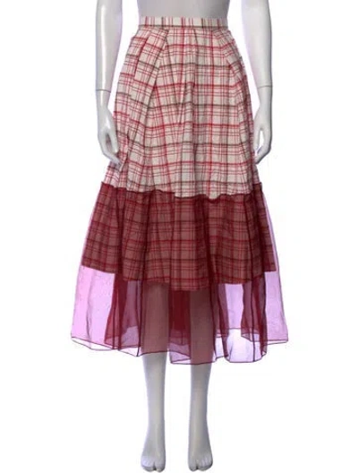 Pre-owned Rosie Assoulin Plaid Print Long Skirt In Red