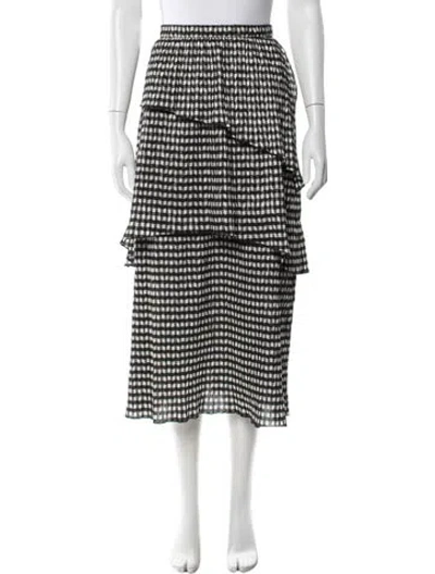Pre-owned Rosie Assoulin Plaid Print Midi Length Skirt In Black