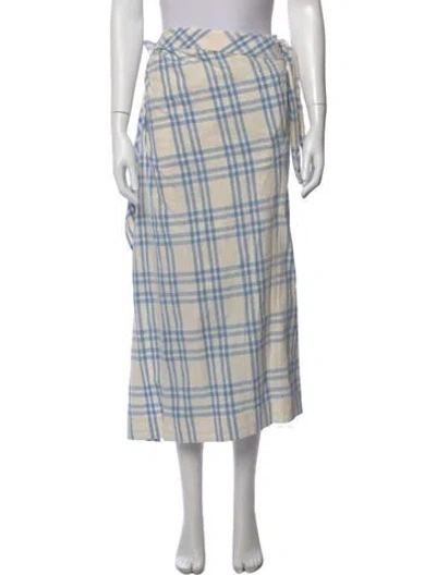 Pre-owned Rosie Assoulin Plaid Print Midi Length Skirt In White