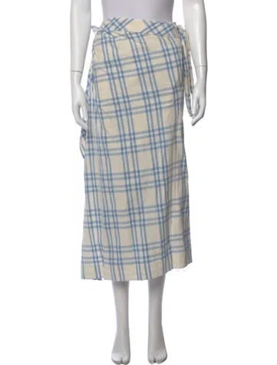 Pre-owned Rosie Assoulin Plaid Print Midi Length Skirt In White