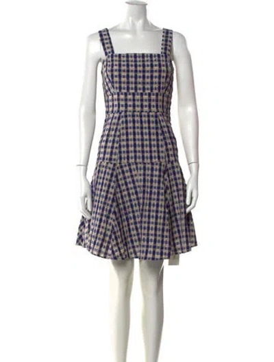 Pre-owned Rosie Assoulin Plaid Print Mini Dress In Blue