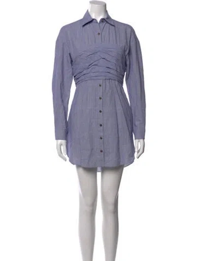 Pre-owned Rosie Assoulin Plaid Print Mini Dress In Blue/white