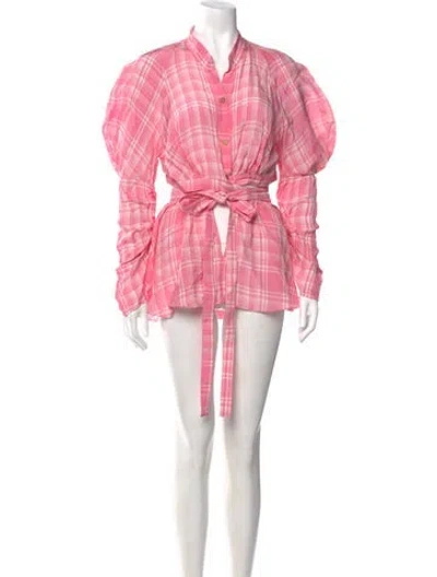 Pre-owned Rosie Assoulin Plaid Print Mini Dress In Pink