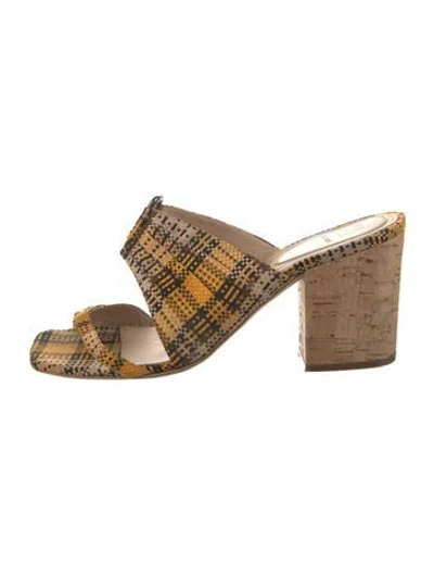 Pre-owned Rosie Assoulin Plaid Print Slides In Multi