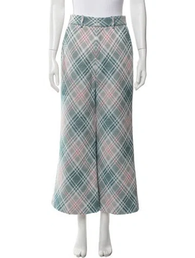 Pre-owned Rosie Assoulin Plaid Print Wide Leg Pants In Blue