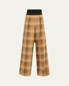 Rosie Assoulin Plaid Tie Palazzo Pants In Brown