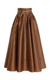 Rosie Assoulin Pleated Midi Skirt In Brown
