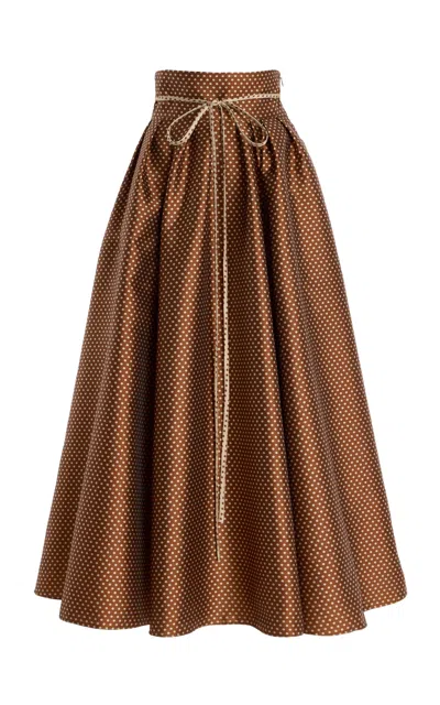 Rosie Assoulin Pleated Midi Skirt In Brown