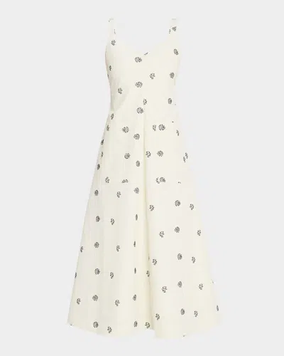 ROSIE ASSOULIN POCKTAIL SPOTTED SLEEVELESS MIDI DRESS