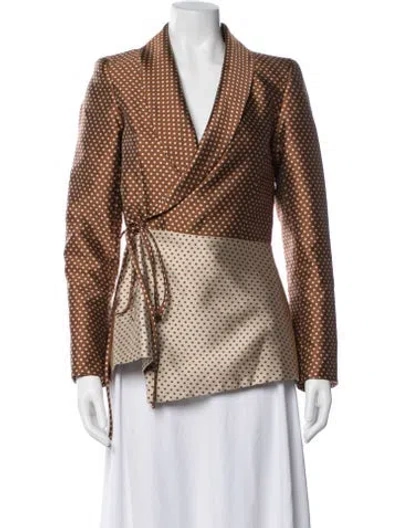 Pre-owned Rosie Assoulin Polka Dot Print Blazer In Brown