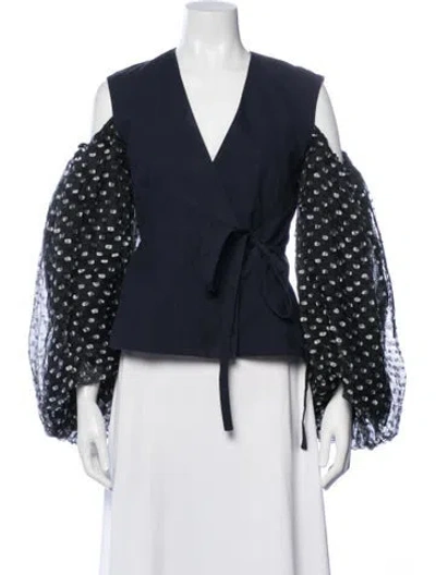 Pre-owned Rosie Assoulin Polka Dot Print Jacket In Blue