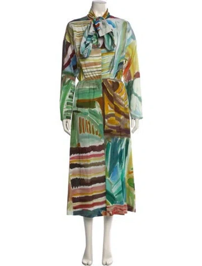 Pre-owned Rosie Assoulin Printed Long Dress In Green