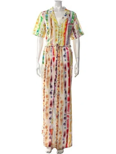 Pre-owned Rosie Assoulin Printed Long Dress In Red