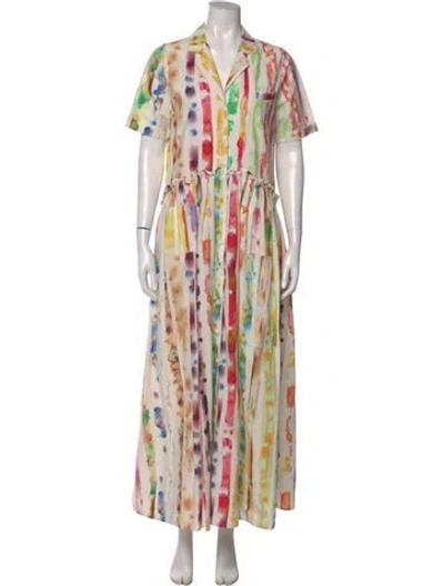 Pre-owned Rosie Assoulin Printed Long Dress In White