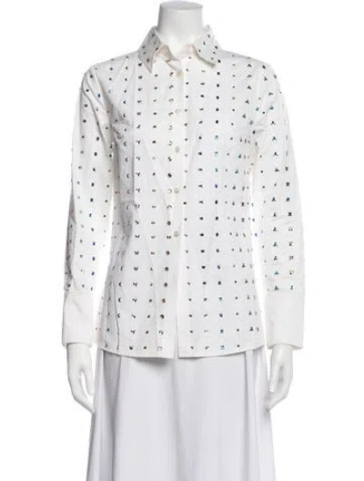 Pre-owned Rosie Assoulin Printed Long Sleeve Button-up Top In Neutrals