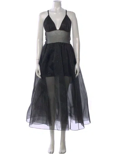 Pre-owned Rosie Assoulin Printed Midi Length Dress In Black