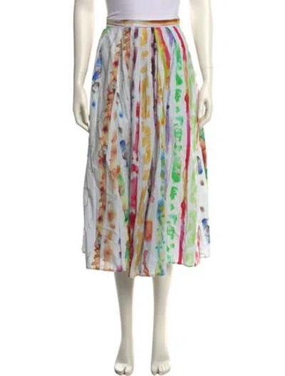 Pre-owned Rosie Assoulin Printed Midi Length Skirt In White