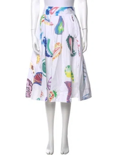 Pre-owned Rosie Assoulin Printed Midi Length Skirt In White