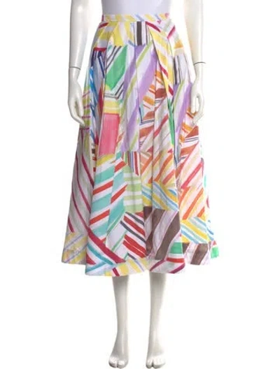 Pre-owned Rosie Assoulin Printed Midi Length Skirt In White