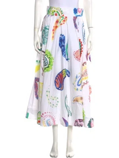 Pre-owned Rosie Assoulin Printed Midi Length Skirt In White