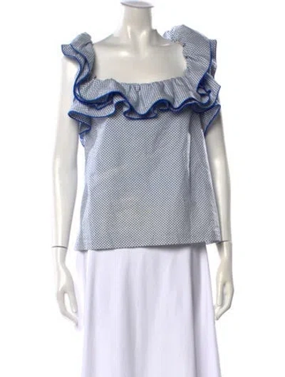Pre-owned Rosie Assoulin Printed Square Neckline Top In White