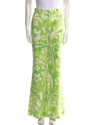 Pre-owned Rosie Assoulin Printed Wide Leg Pants In Green