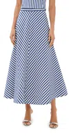 Rosie Assoulin Quartered A-line Skirt In Awning Stripe Blue Stripe In Blue Stripe