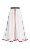 Rosie Assoulin Quartered Cotton A-line Midi Skirt In White