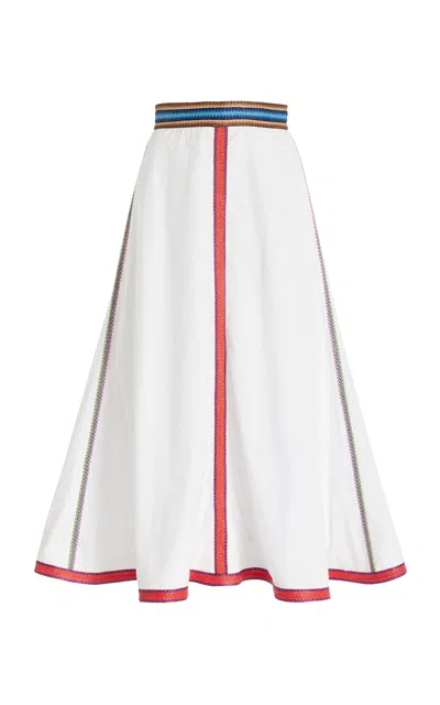 Rosie Assoulin Quartered Cotton A-line Midi Skirt In White