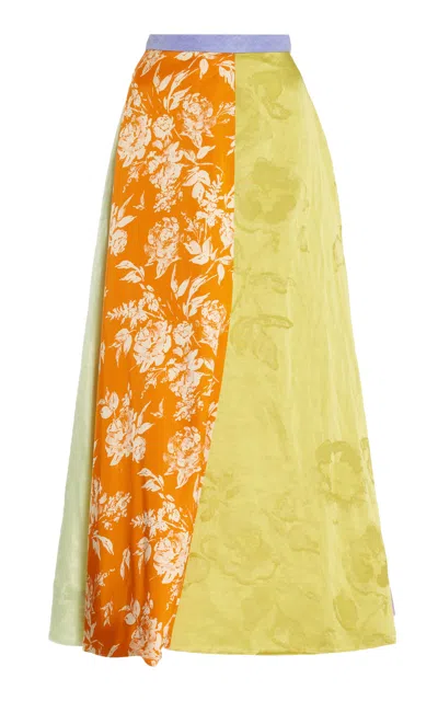 Rosie Assoulin Quartered Patchwork A-line Midi Skirt In Multi