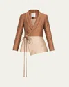 Rosie Assoulin Rapt Attention Polka-dot Silk Wrap Blazer In Brown