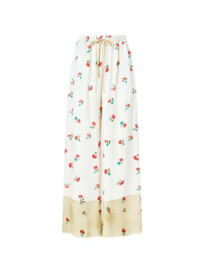Rosie Assoulin Relaxed Fit Trousers In Tuplid Jacquard With Floral Pattern