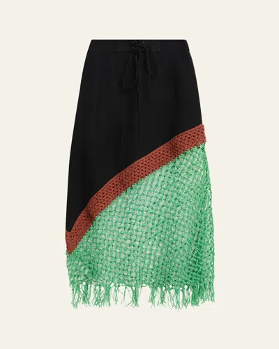 Rosie Assoulin Return Of The Mac(rame) Skirt In Ridged Linen In Multi