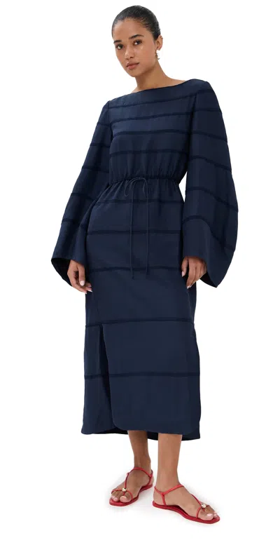 Rosie Assoulin Ribbon Caftan Dress Navy In Blue