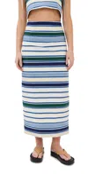 Rosie Assoulin Ribbon Grosgrain-trimmed Striped Herringbone Cotton-blend Midi Skirt