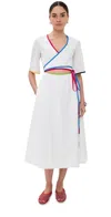 Rosie Assoulin Ribbon Grosgrain-trimmed Cotton-poplin Midi Wrap Dress In White