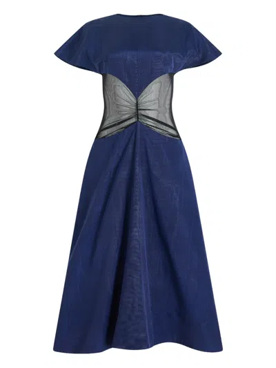 Rosie Assoulin Ridged Panel Dress In Blue