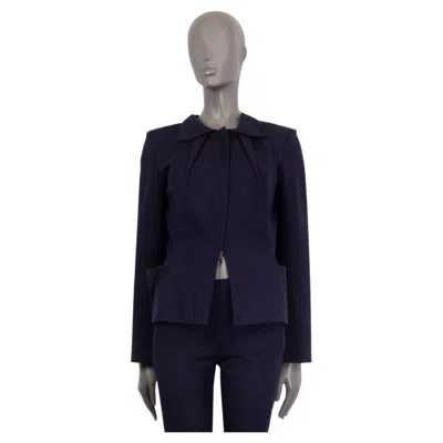Pre-owned Rosie Assoulin Roland Mouret Midnight Blue Cotton Pyxis Stretch Blazer Jacket 38 S