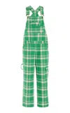 Rosie Assoulin Rosie's Plaid Cotton Overalls In Green