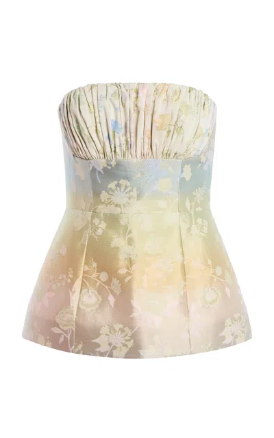 Rosie Assoulin Ruched & Release Bustier Jacquard Top In Neutral