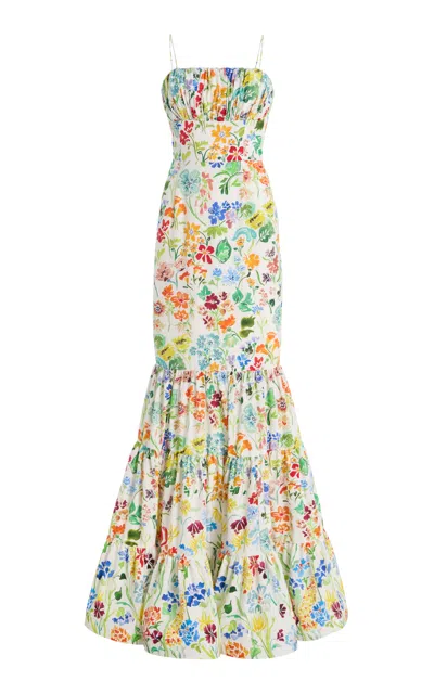 Rosie Assoulin Ruched & Release Cotton-silk Gown In Multi