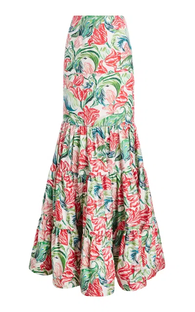 Rosie Assoulin Ruched & Release Silk Maxi Skirt In Red