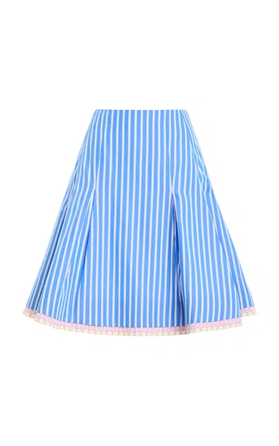 Rosie Assoulin Ruffle Cotton Mini Skirt In Blue