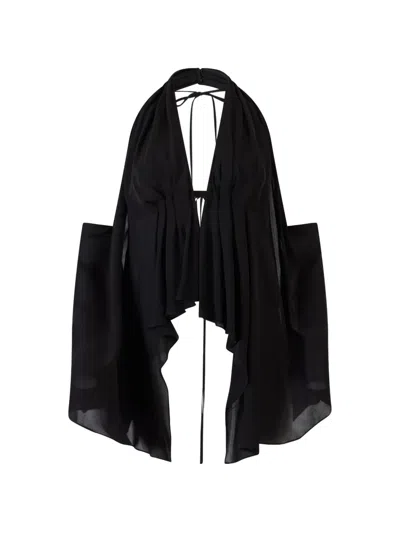 Rosie Assoulin Ruffled Halter Top In Black