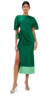 Rosie Assoulin Sash & Slit Dress Emerald In Emerald