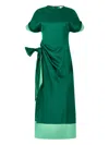 Rosie Assoulin Sash & Slit Dress Emerald