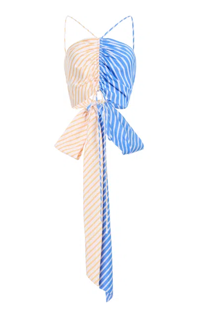 Rosie Assoulin Sashy Tie Cotton Top In Multi
