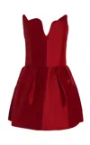 Rosie Assoulin Scalloped Silk Bustiertop In Red