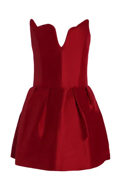 Rosie Assoulin Scalloped Silk Bustiertop In Red